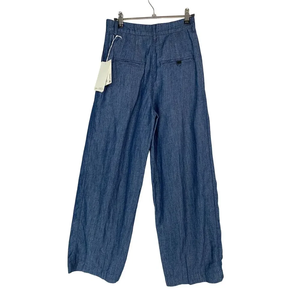 COS Wide Leg Pants Tailored Denim Trousers 2 Blue High Rise 1222522 NEW